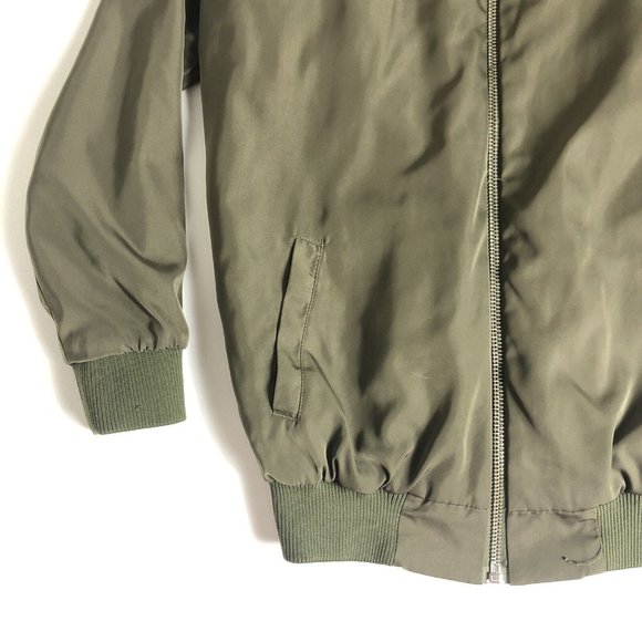 Forever 21 Bomber Jacket Military Olive Green Coat Full Zip Size Small S a41 - Picture 5 of 6